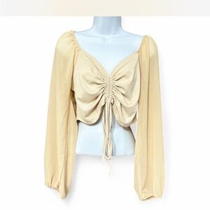 SHEIN CURVE XL Women's Cream Ruched Top